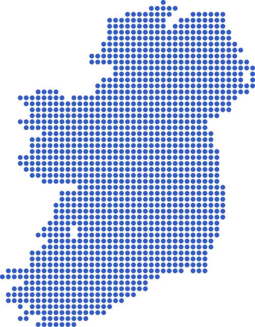 Map of Ireland showing the counties where Social Web Strategy has clients